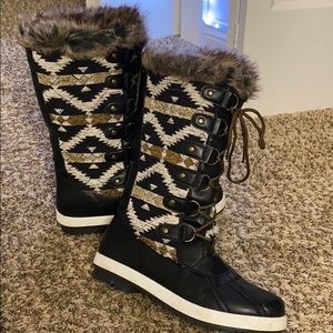 JustFab Neutral-Colored Snow Boots